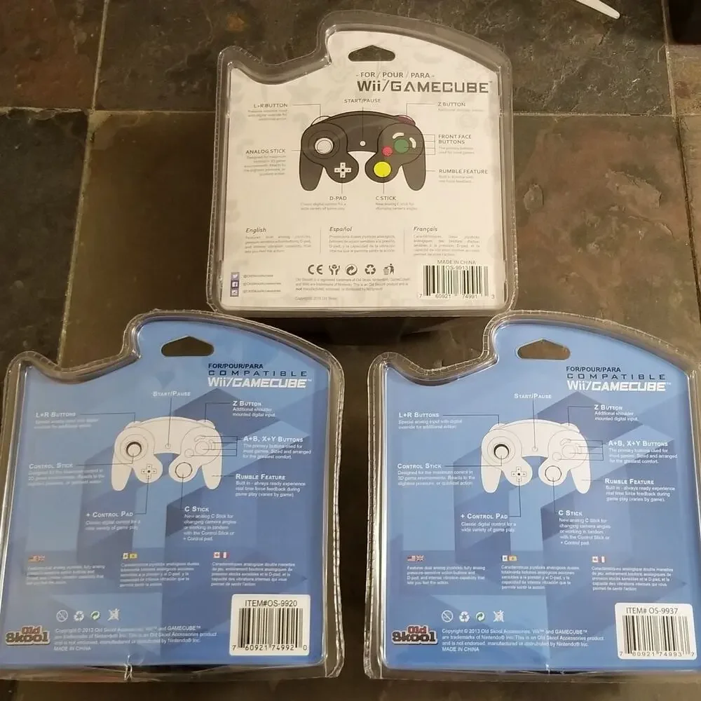 3 Gamecube Controllers - 3 Colors Bundle (NEW) - Orange White Black - Nintendo
